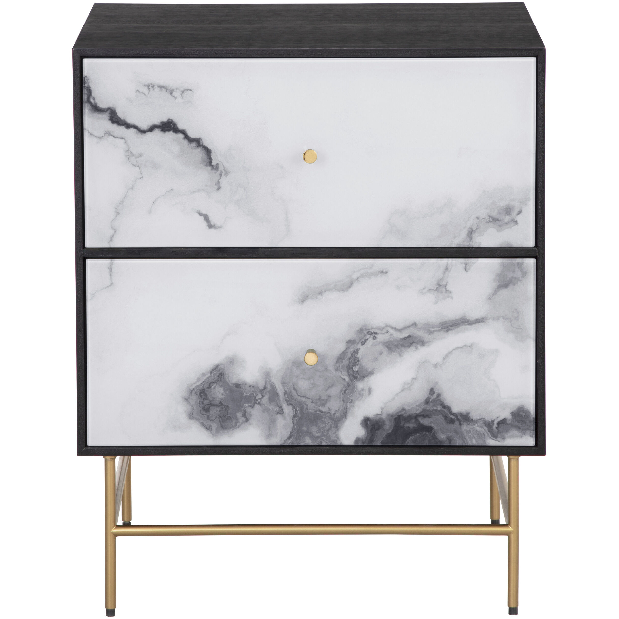 Cordero 26 X 21 inch Black / Antique Brass Night Stand